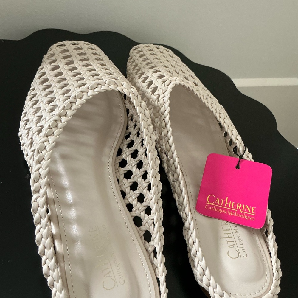 Catherine Malandrino Ivory Woven Slip-On Loafers - Picture 2 of 5